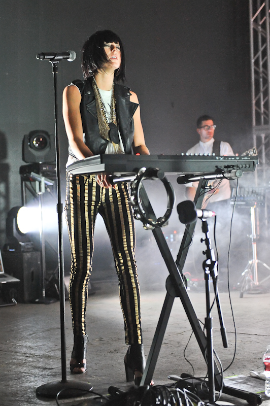 Sarah Barthel of the duo Phantogram performs in concert at Stubb's on April 22, 2014 in Austin, Texas.