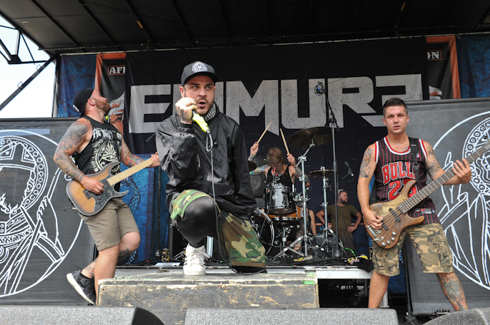 (L-R) Mike Mulholland , Frankie Palmeri, Adam Pierce and Mark Davis with Emmure / Photo © Manuel Nauta