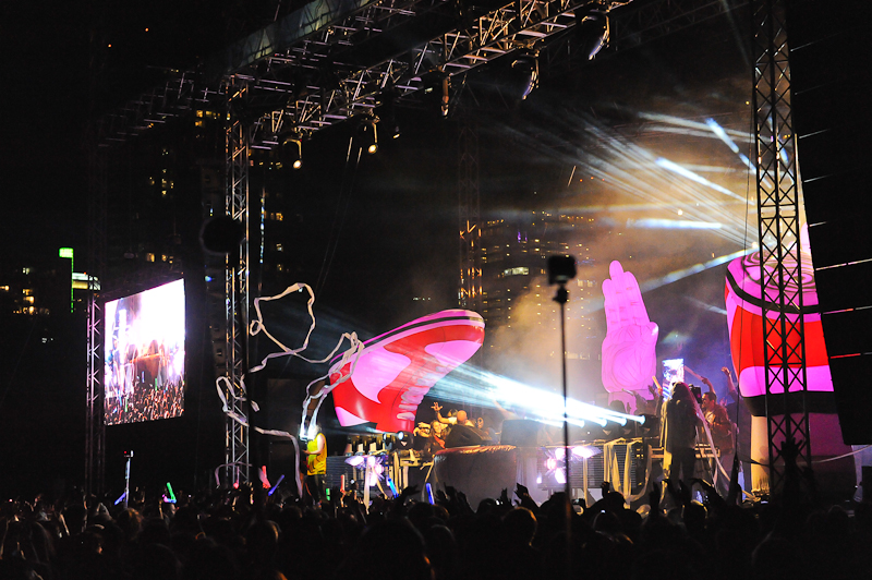 Girl Talk performs in concert during Day 2 of FunFunFun Fest at Auditorium Shores on November 8, 2014 in Austin, Texas. Photo © Manuel Nauta