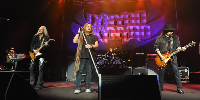 (L-R) Peter 'Keys' Pisarczyk, Rickey Medlocke, Johnny Van Zant, Michael Cartellone and Gary Rossington of Lynyrd Skynyrd perform in concert at Cedar Park Center on January 28, 2016 in Austin, Texas. Photo © Manuel Nauta