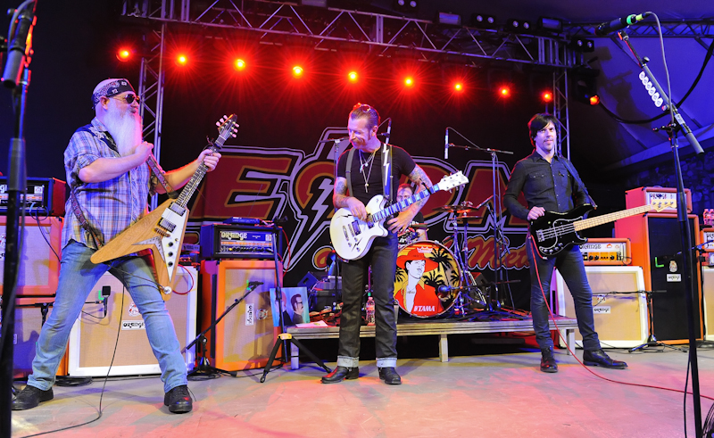 Dave Catching, Jesse Hughes, Jorma Vic and Matt McJunkins perform in concert with Eagles of Death Metal at Stubb's Bar-B-Q on May 21, 2016 in Austin, Texas. Photo © Manuel Nauta
