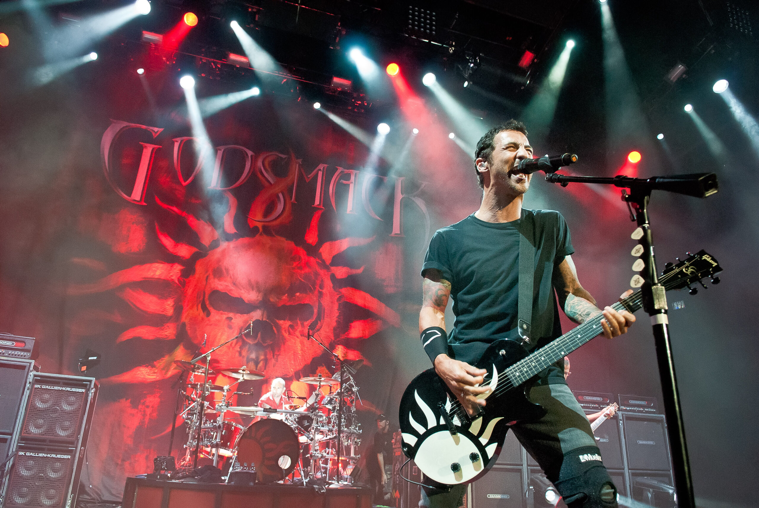 Sully Erna with the band Godsmack performs at the Rockstar Energy Drink Uproar Music Festival on September 15, 2012 in The Woodlands, Texas. Photo © Manuel Nauta