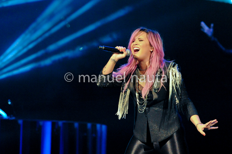 Demi Lovato on her "NEON LIGHTS TOUR" performs at The Toyota Center in Houston