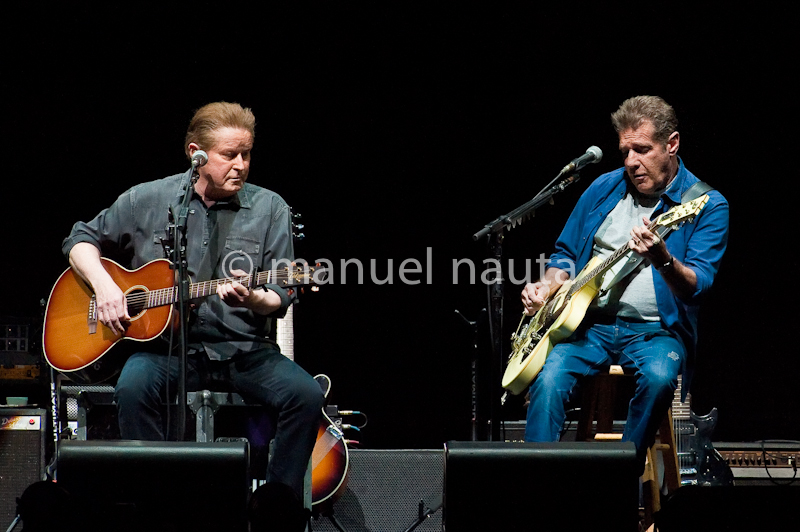 Don Henley (L) and Glenn Frey with the Eagles perform in concert on the "History Of The Eagles" tour at the Toyota Center on February 21, 2014 in Houston, Texas - USA