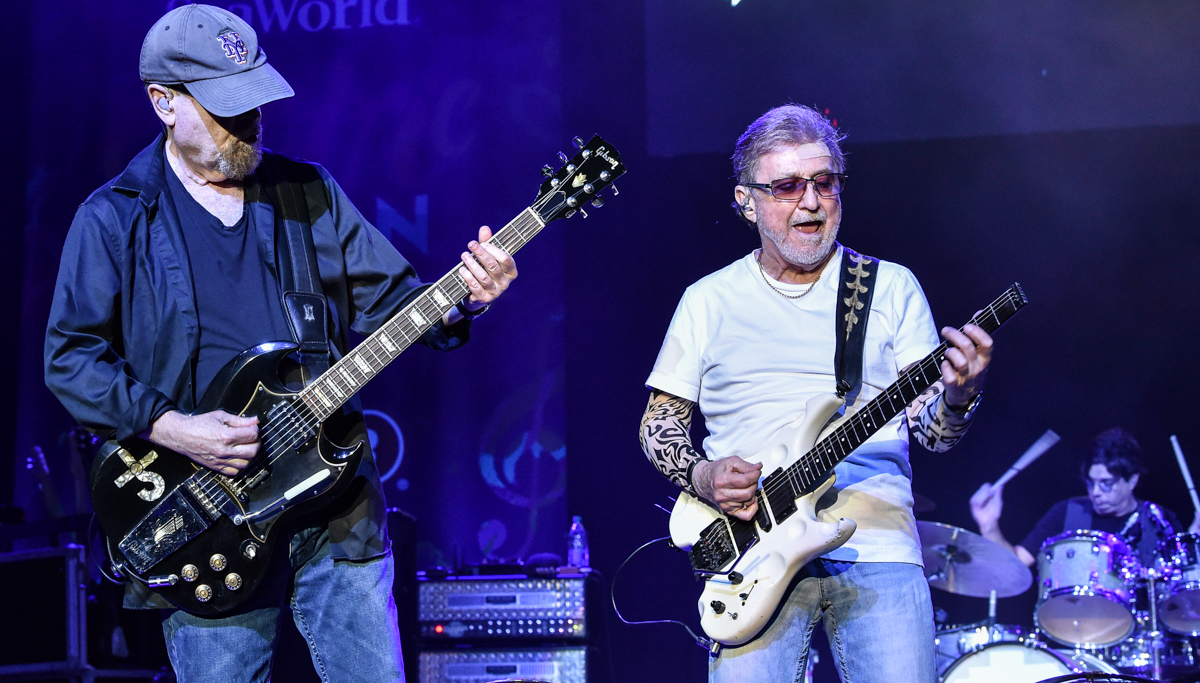 Eric Bloom (L), Donald "Buck Dharma" Roeser (C) and Jules Radino (R) perform in concert with Blue Oyster Cult at the SeaWorld Electric Ocean Concert Series in San Antonio, Texas on August 1, 2021 / Photo © Manuel Nauta