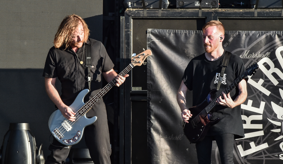 Bonner Baker (L) and Drew Walker (R) perform in concert with Fire from the Gods at the Germania Insurance Amphitheater in Austin, Texas on September 18, 2021. Photo / Manuel Nauta